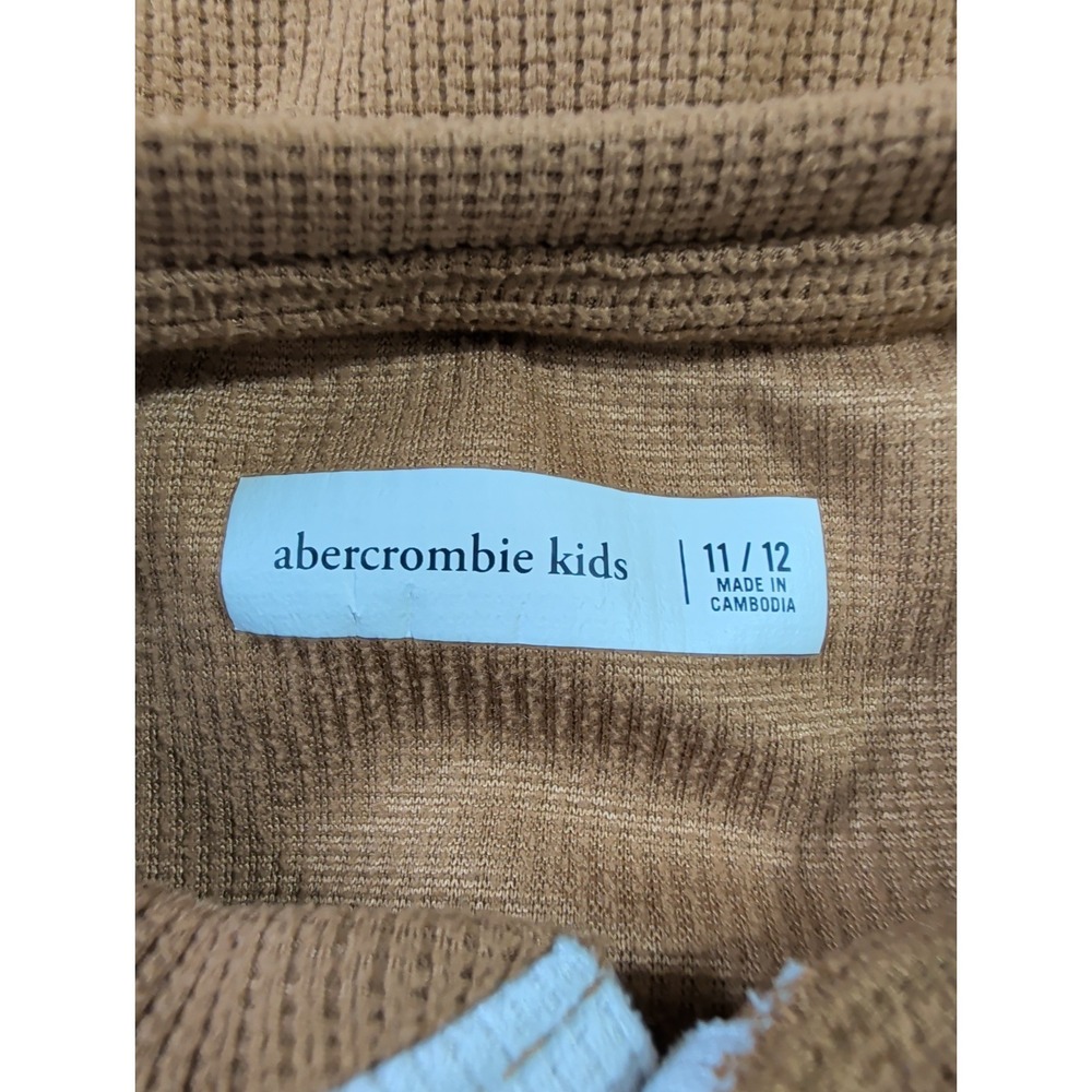 Abercrombie Kids Thermal Waffle Knit Henley Boys 11 12 Brown Moose Long Sleeve - Picture 4 of 7